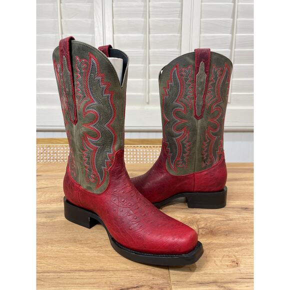 Dingo Men's True Grit Western Boots Red Ostrich Leather Size 7 NIB - Picture 3 of 14